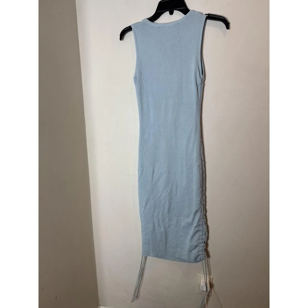 Lioness Military‎ Minds Dress Womens Small Blue Ruched Bodycon Mini Crew Neck